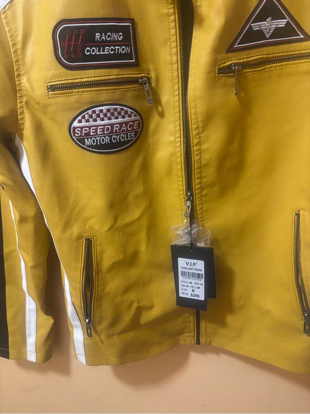 VIP Yellow Racing-Style Bomber Jacket with Patches - Picture 6 of 10